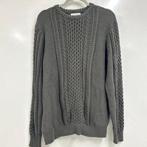 0388 Old Navy Gray Cable Knit Crewneck Sweater men's large tall
